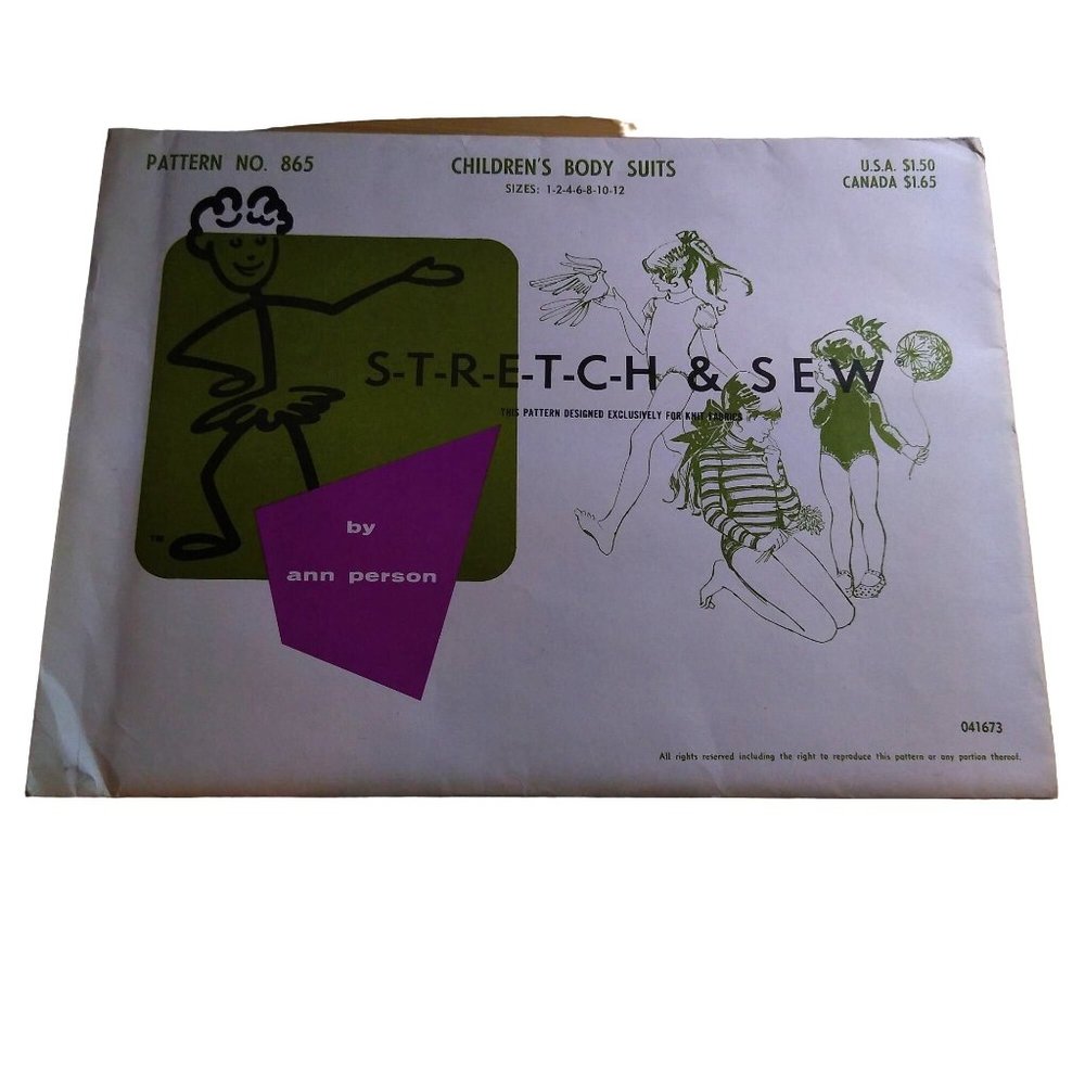 UNCUT Vintage Sewing PATTERN Stretch and Sew 865 by Ann Person, Childrens 1967